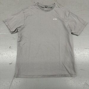 AYBL Shirt Mens Large Gray Small Logo Crewneck Tee Casual Short Sleeve Athletic